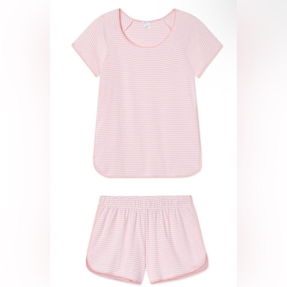 LAKE Pima Shorts Set in English Rose Stripe